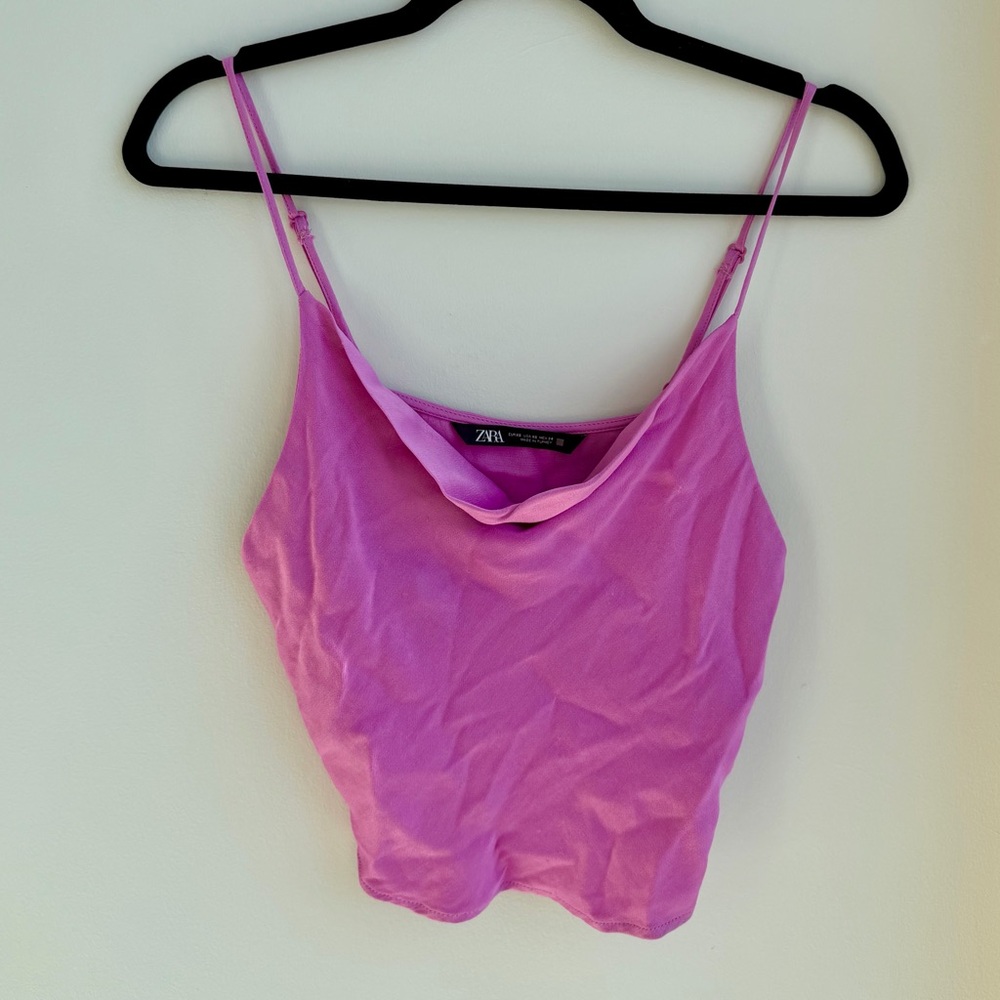 Zara Pink Cowl Neck Camisole Top